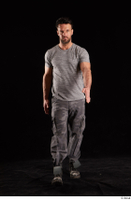 Larry Steel  1 boots dressed front view grey camo trousers grey t shirt shoes walking whole body 0001.jpg